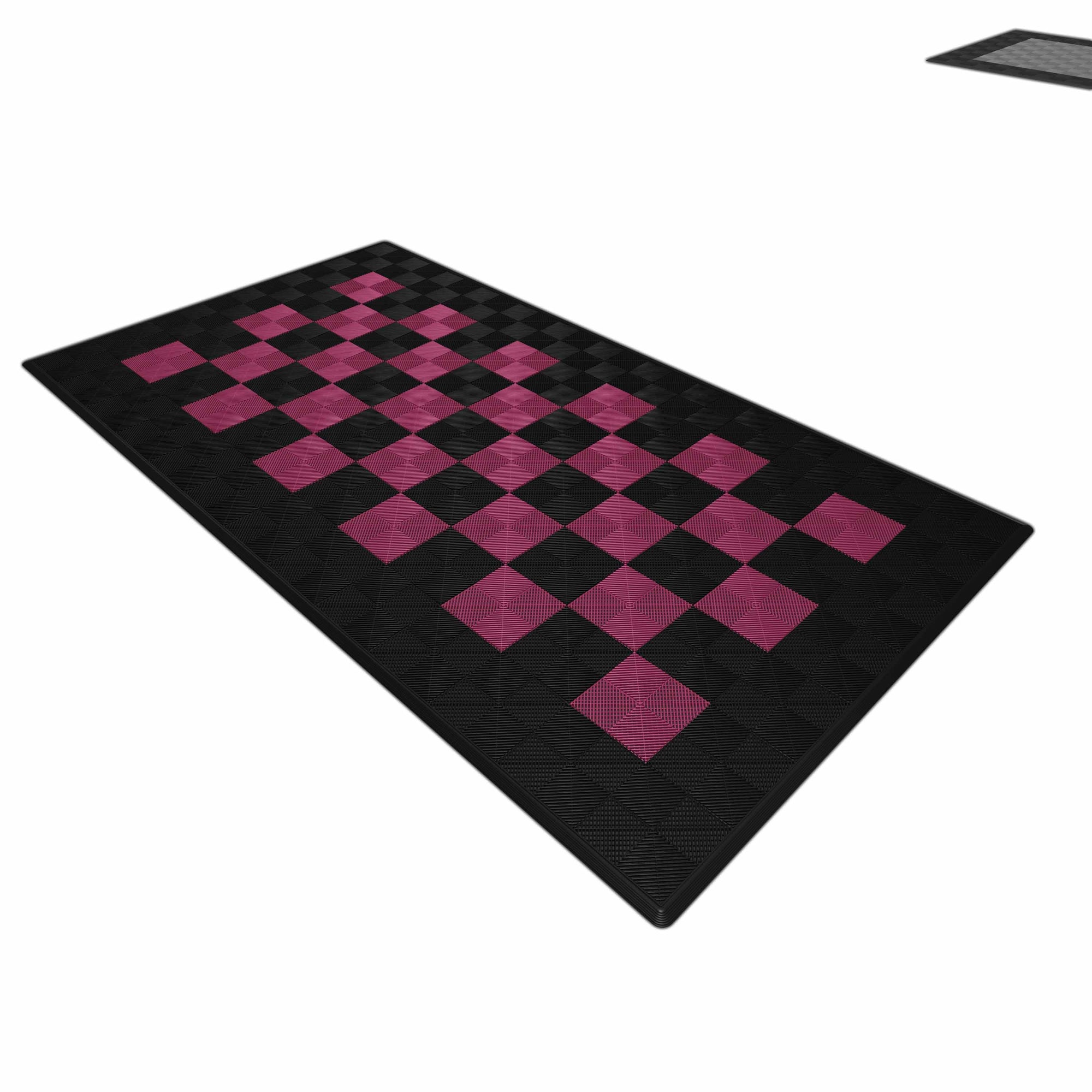 Autopodest 532x292 cm Robuste RACE PP-Klickfliesen Schach Schwarz Pink - Garage Parts