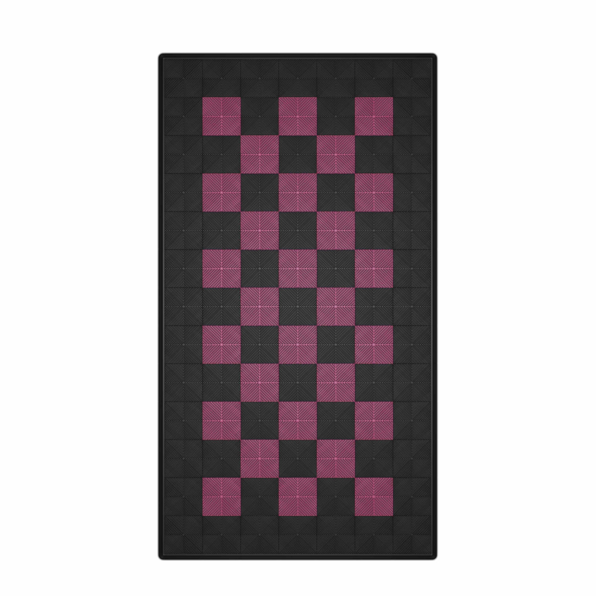 Autopodest 532x292 cm Robuste RACE PP-Klickfliesen Schach Schwarz Pink - Garage Parts