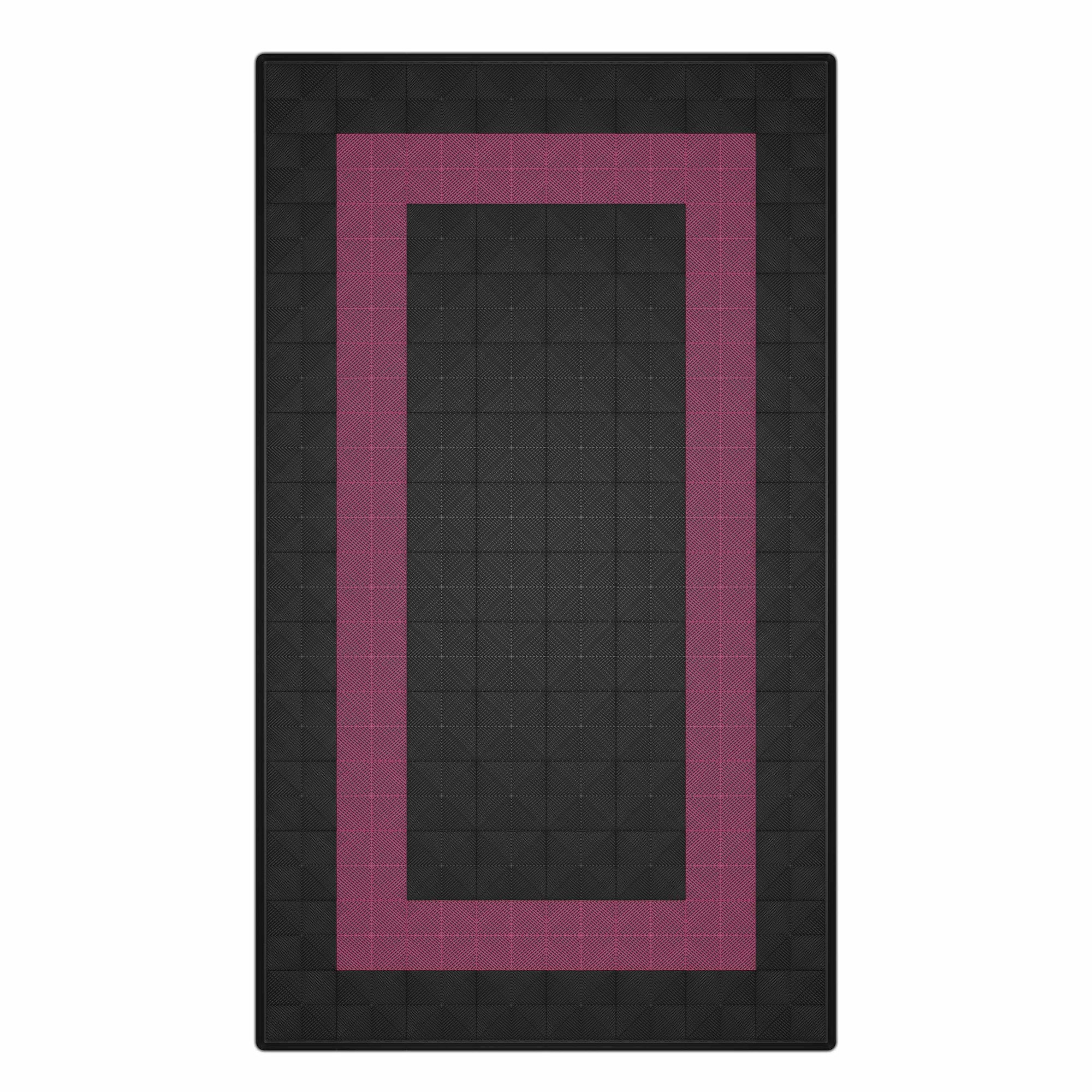 Autopodest 572x332 cm Robuste RACE PP-Klickfliesen Schwarz Pink - Garage Parts