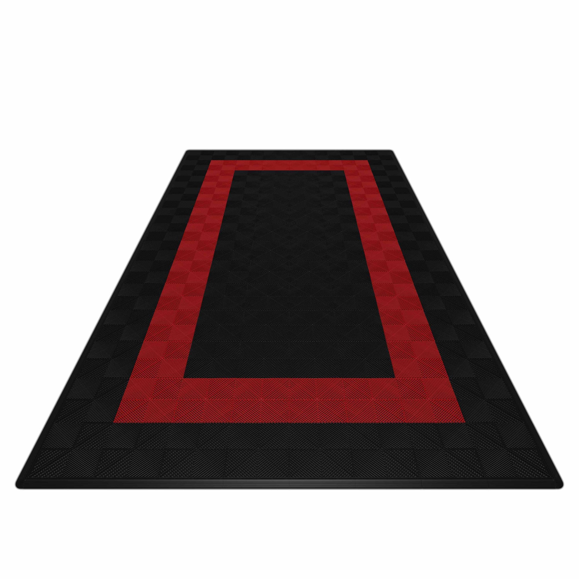 Autopodest 572x332 cm Robuste RACE PP-Klickfliesen Schwarz Rot - Garage Parts