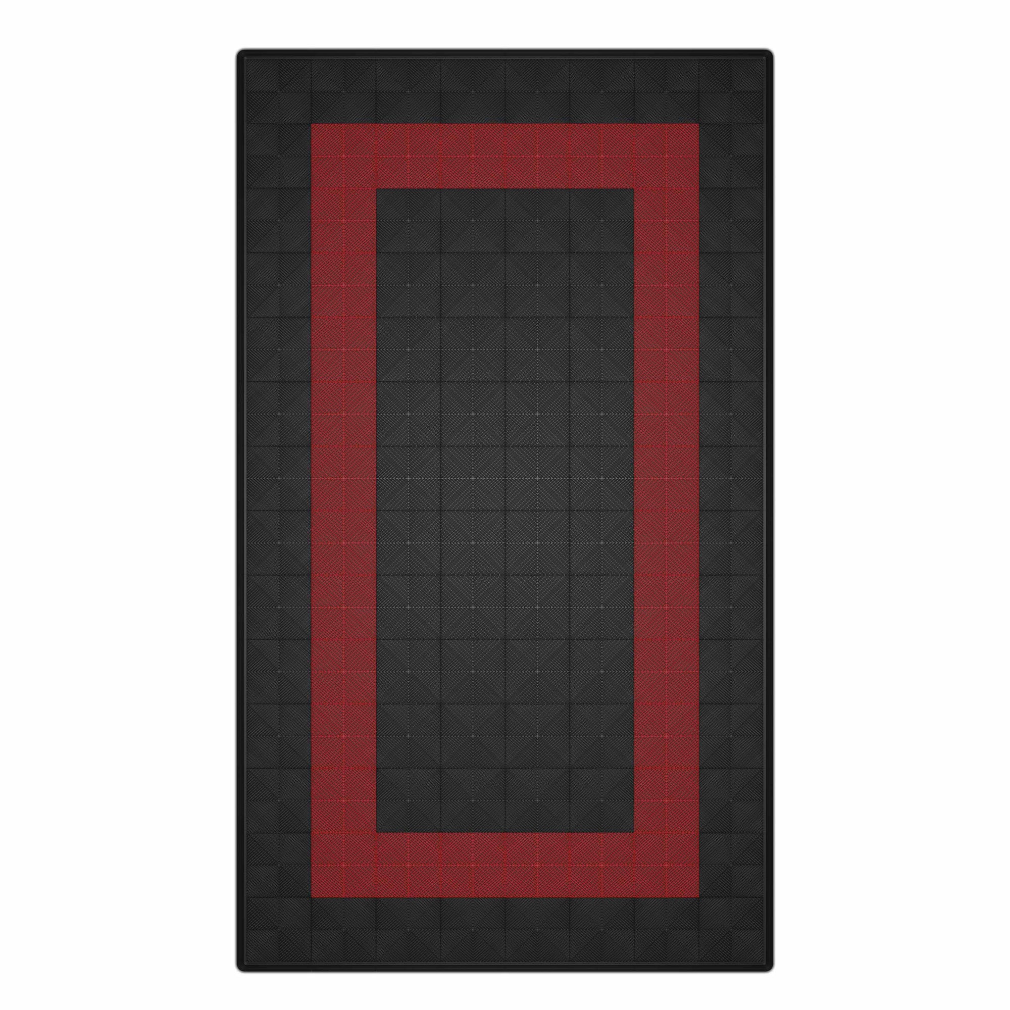 Autopodest 572x332 cm Robuste RACE PP-Klickfliesen Schwarz Rot - Garage Parts