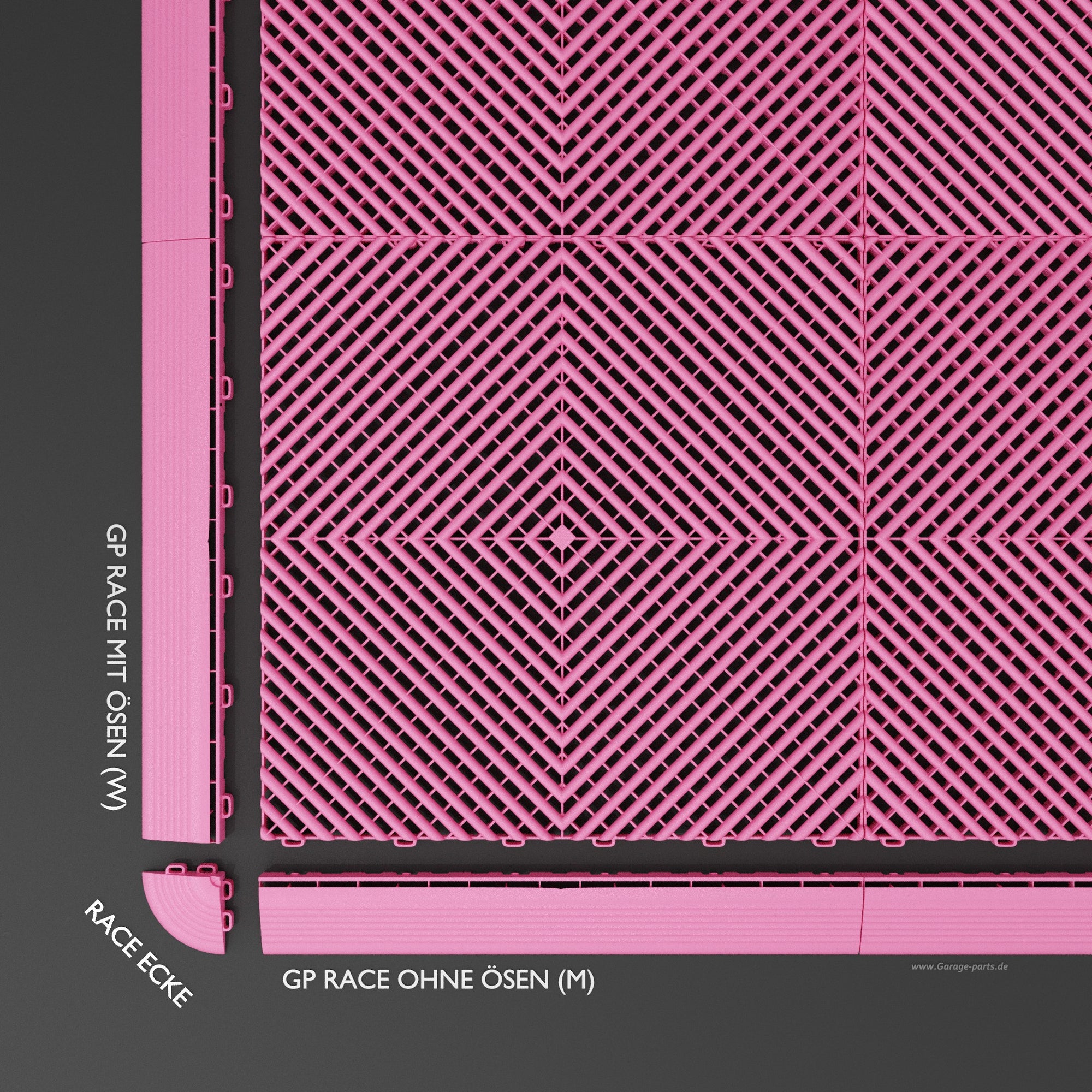 GP FLOOR PACE Rand Pink - 4x Seitenteile Erleichtert das befahren. - Garage Parts