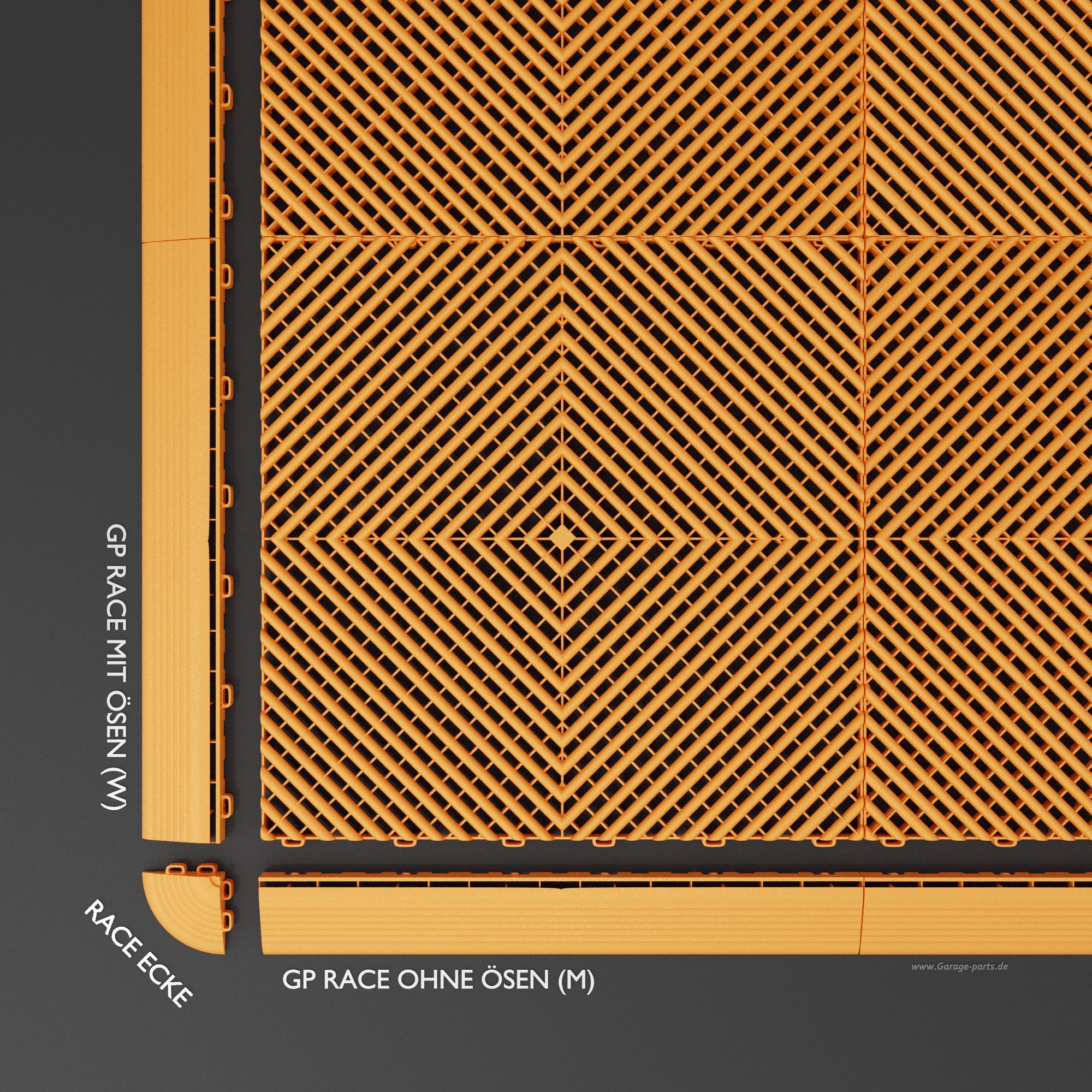 GP FLOOR PACE Rand Orange - 4x Seitenteile Erleichtert das befahren. - Garage Parts