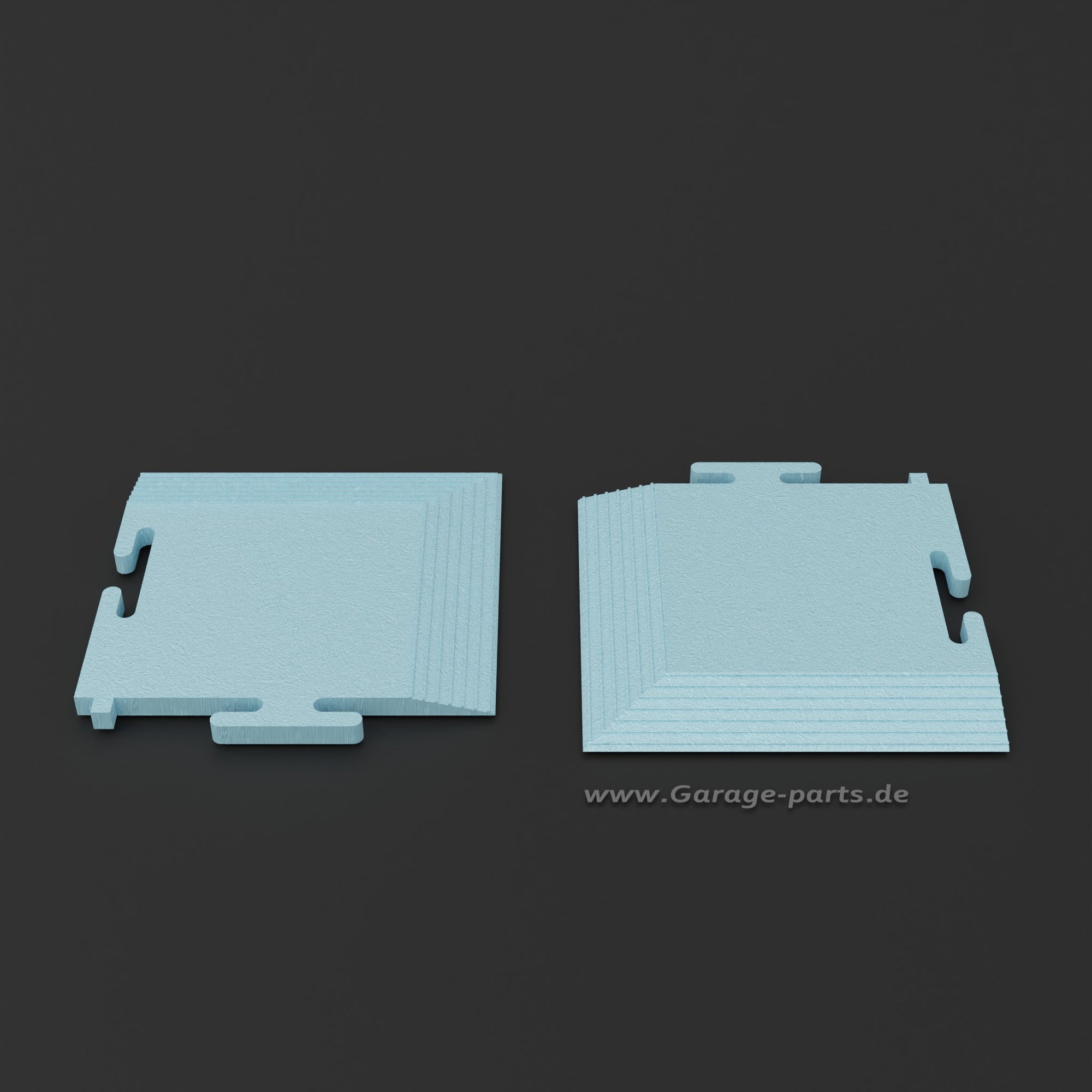 GP FLOOR MATCH Ecke Hellblau - 4x PVC-Klickfliesen extrem Robuster Boden - Garage Parts