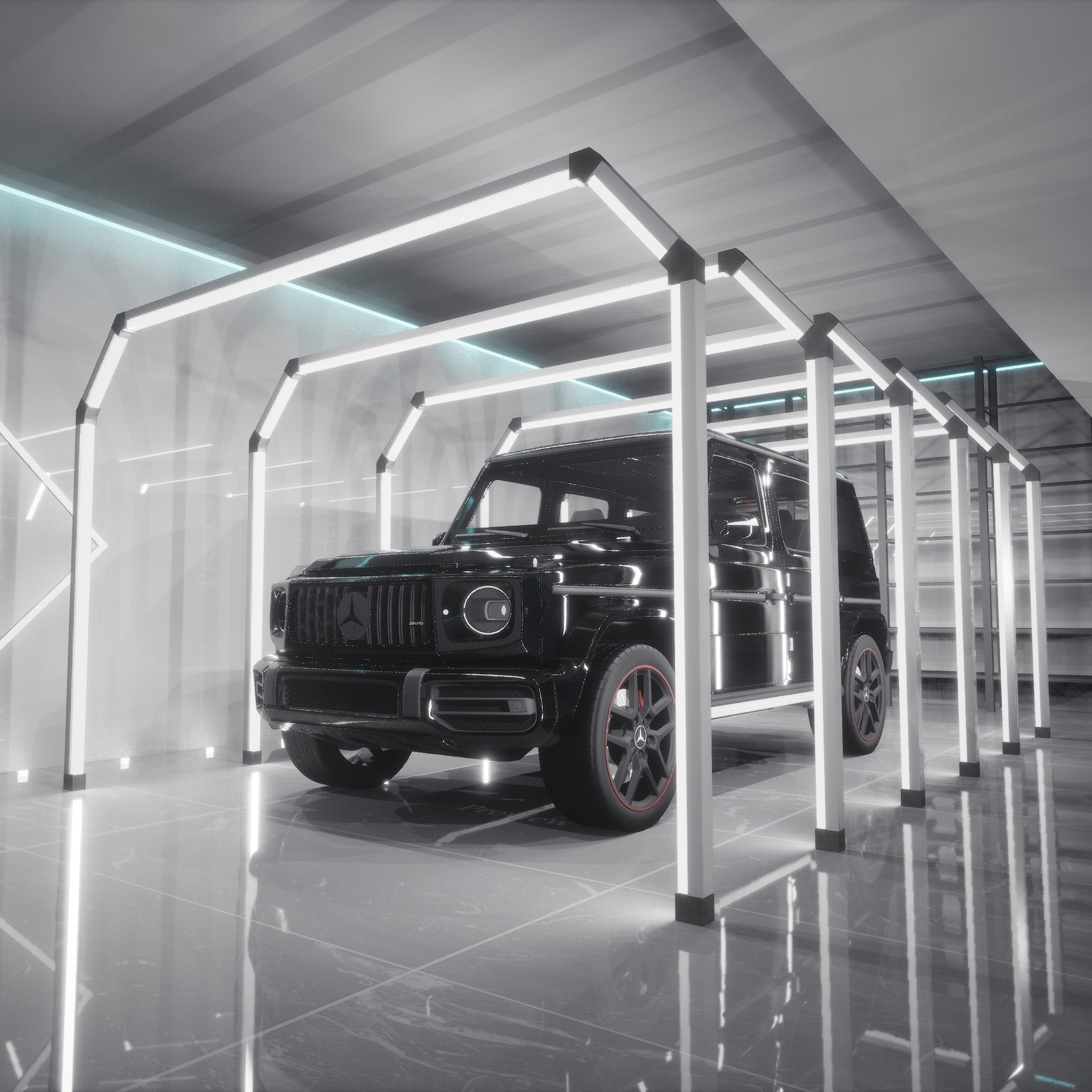 LICHT TUNNEL 40 Line Led System (4m x 5,06m) Perfekte Beleuchtung bis ins kleinste-Detail! - Garage Parts