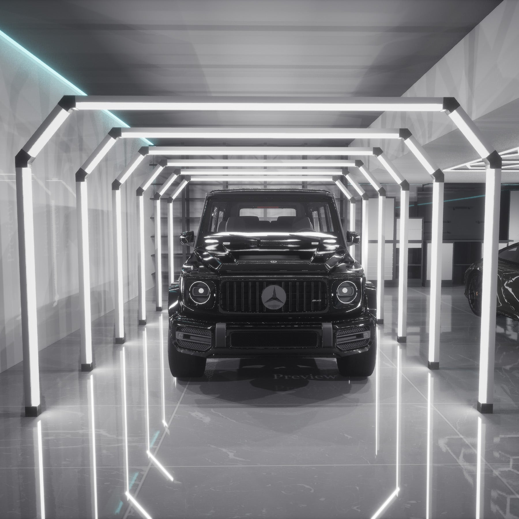 LICHT TUNNEL 40 Line Led System (4m x 5,06m) Perfekte Beleuchtung bis ins kleinste-Detail! - Garage Parts