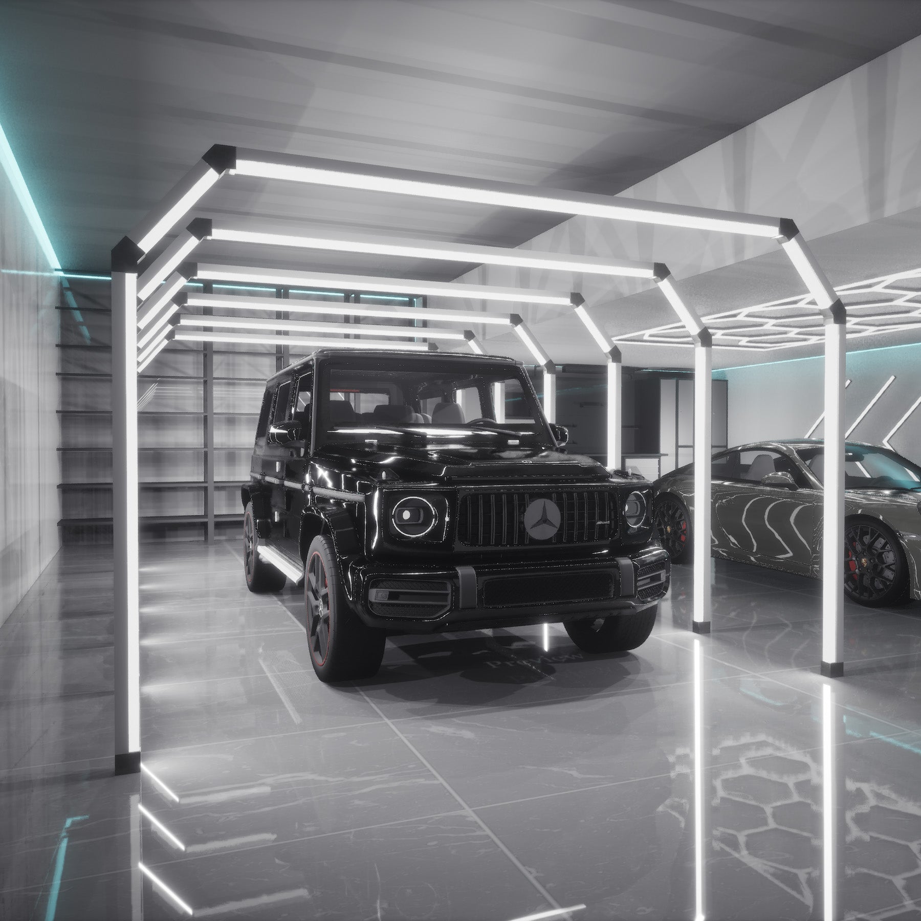 LICHT TUNNEL 40 Line Led System (4m x 5,06m) Perfekte Beleuchtung bis ins kleinste-Detail! - Garage Parts