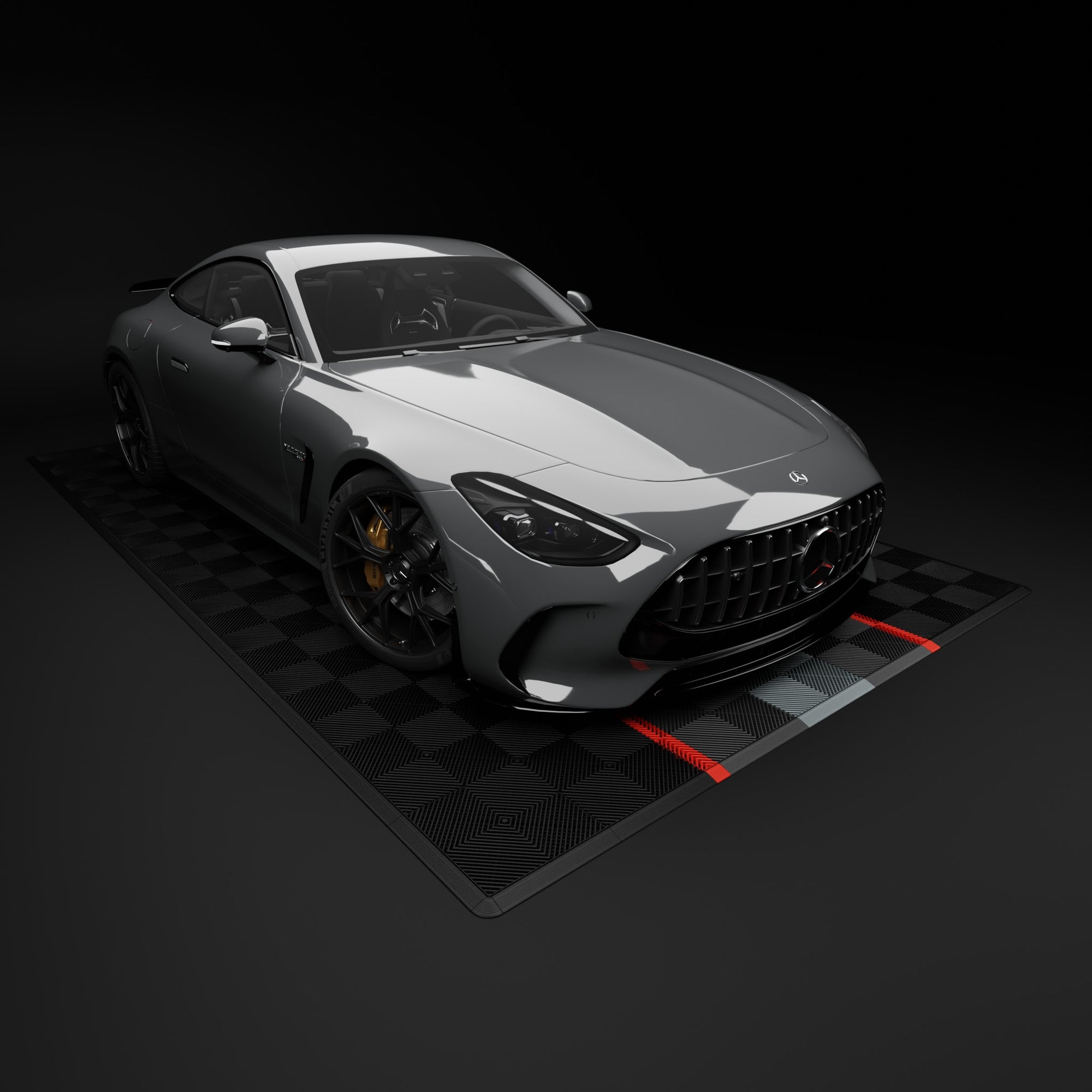 Podium de voiture 532x292 cm Carreaux clic robustes RACE PP RACE Blanc Rouge Noir