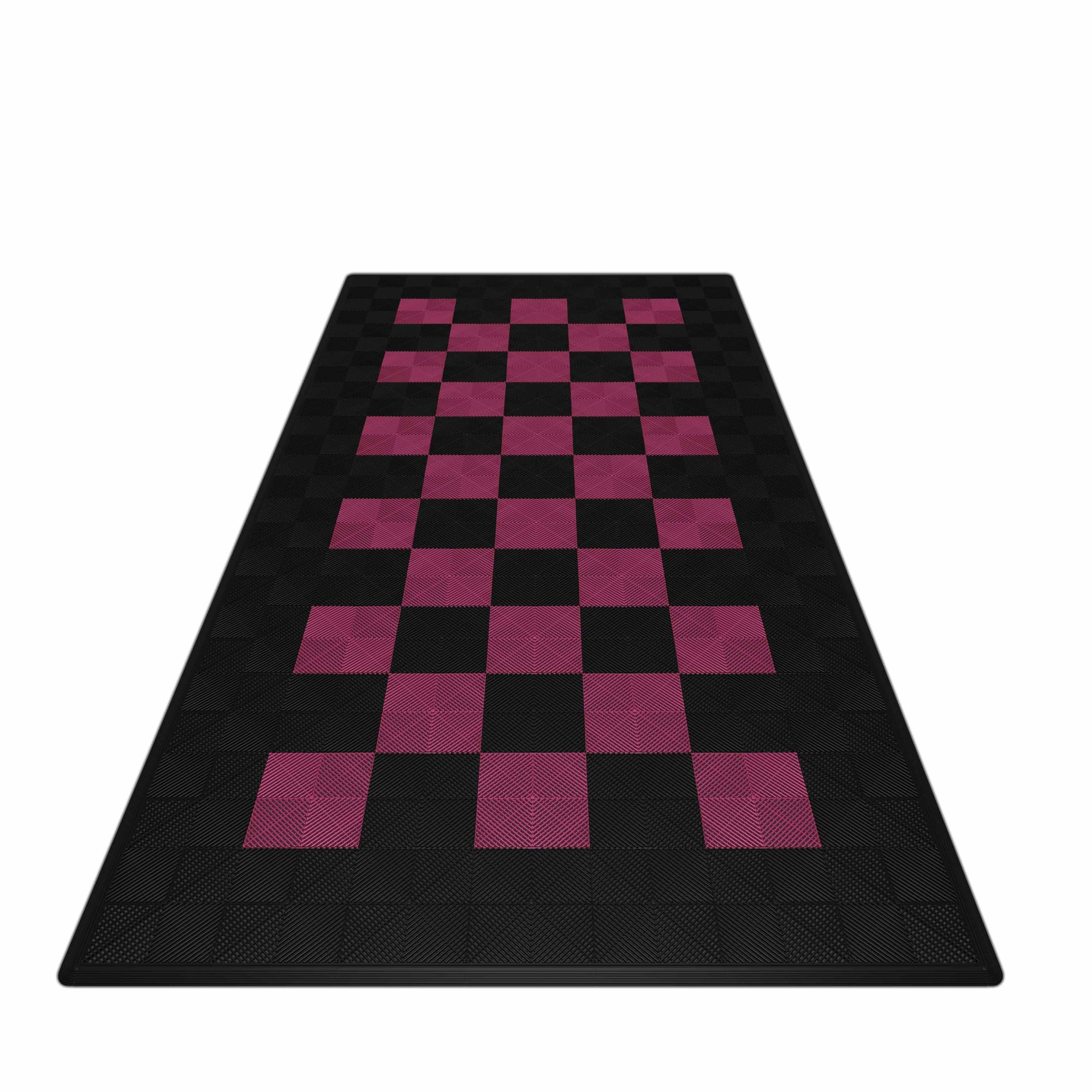 Autopodest 532x292 cm Robuste RACE PP-Klickfliesen Schach Schwarz Pink - Garage Parts