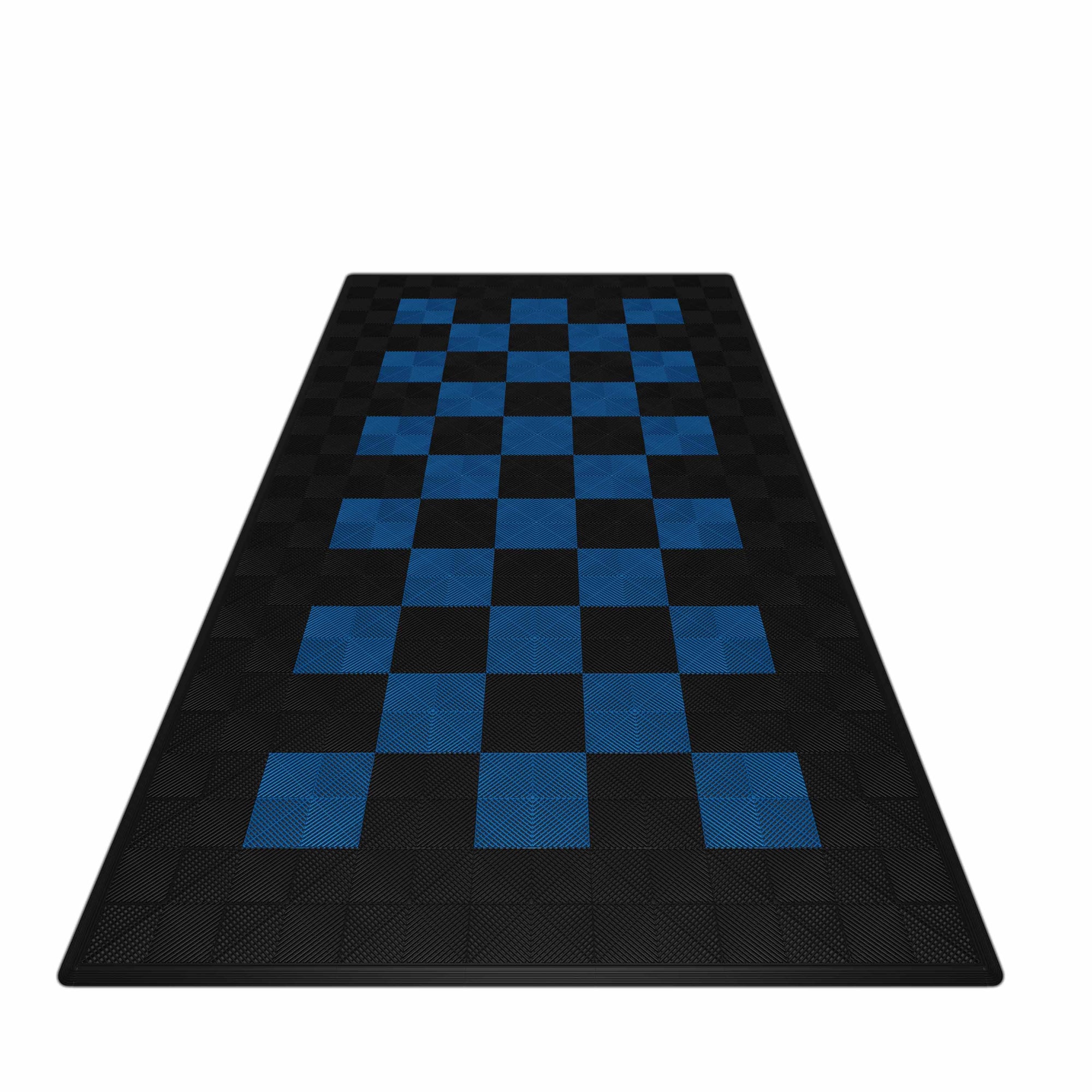 Autopodest 532x292 cm Robuste RACE PP-Klickfliesen Schach Schwarz Blau - Garage Parts