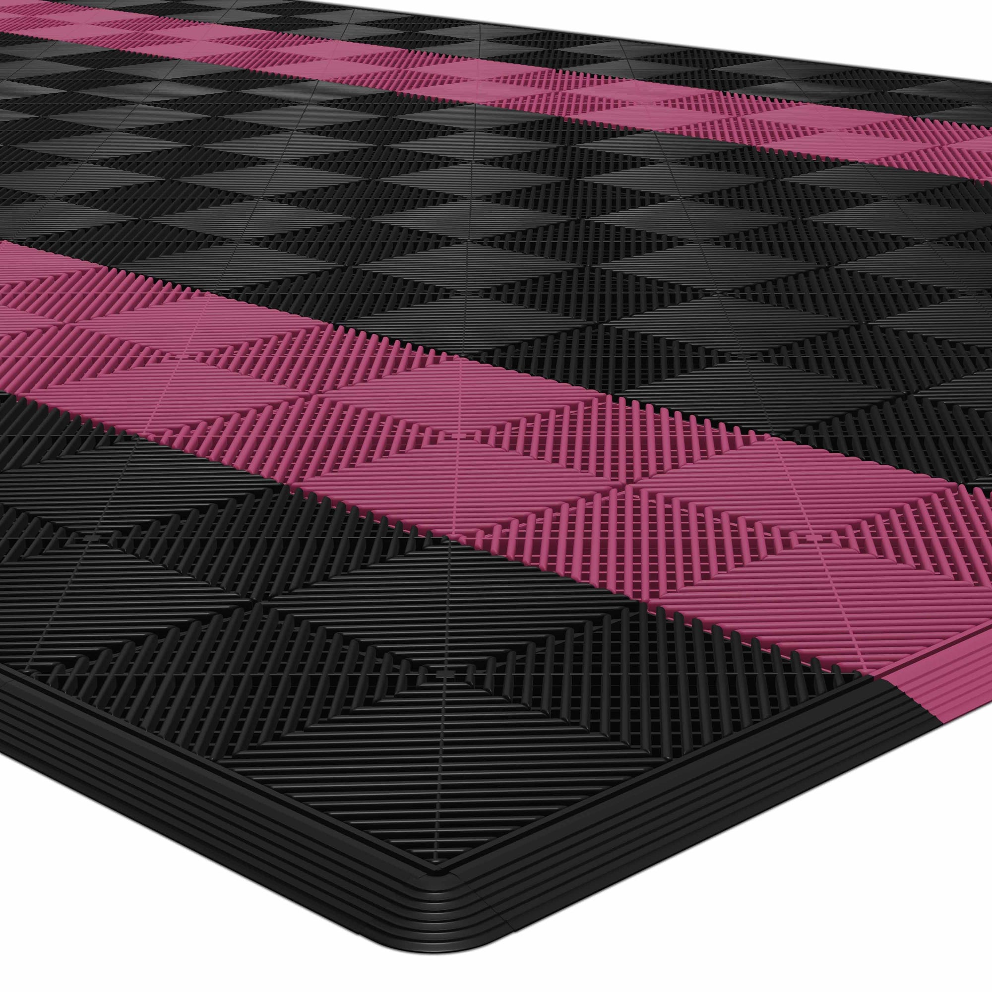 Autopodest 532x292 cm Robuste RACE PP-Klickfliesen Schwarz pink - Garage Parts