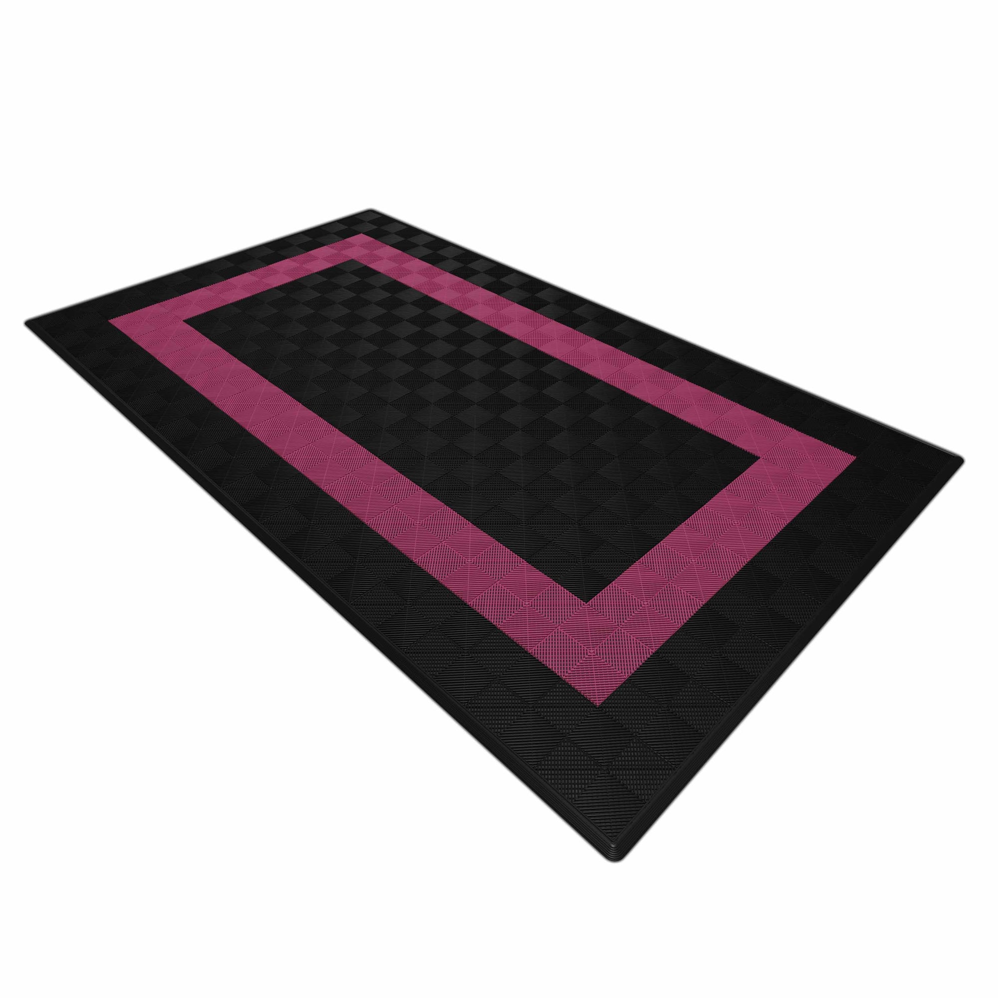 Autopodest 572x332 cm Robuste RACE PP-Klickfliesen Schwarz Pink - Garage Parts