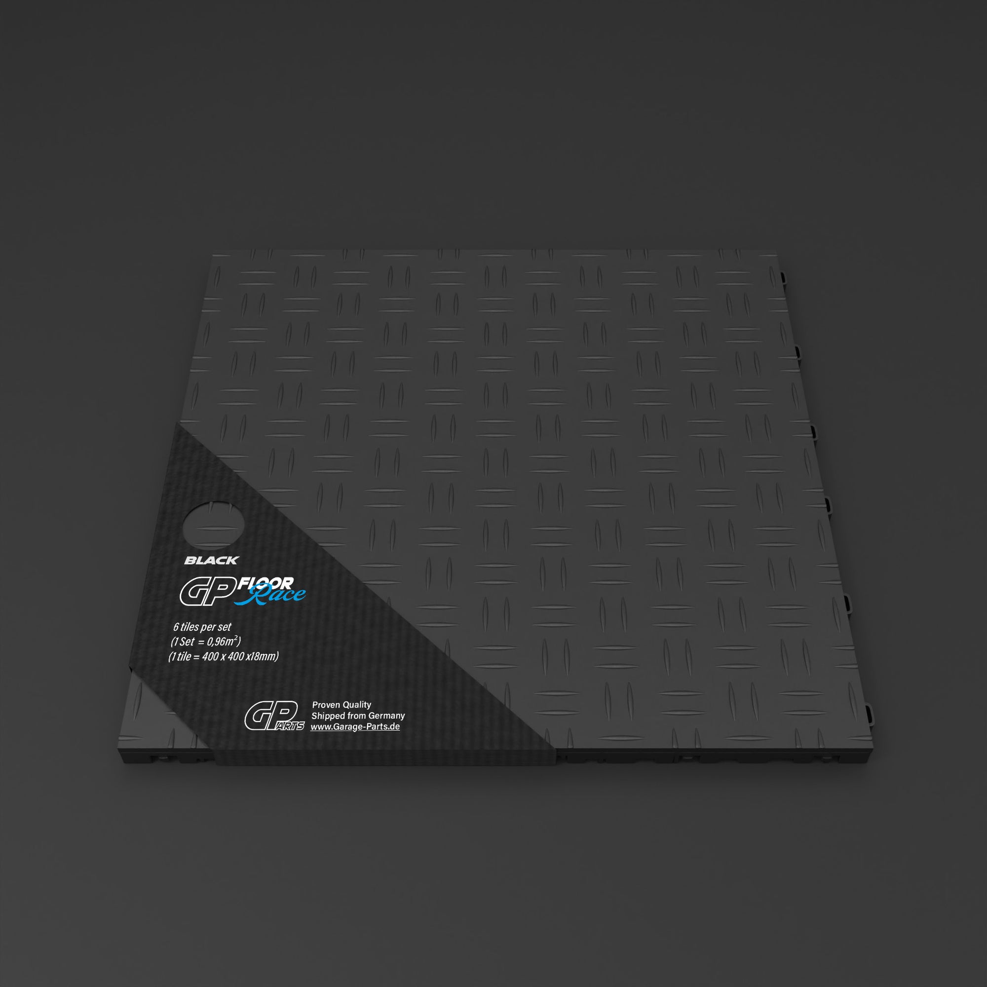 Robust 6x RACE #2 PP click tiles black - the ideal solution for your garage floor