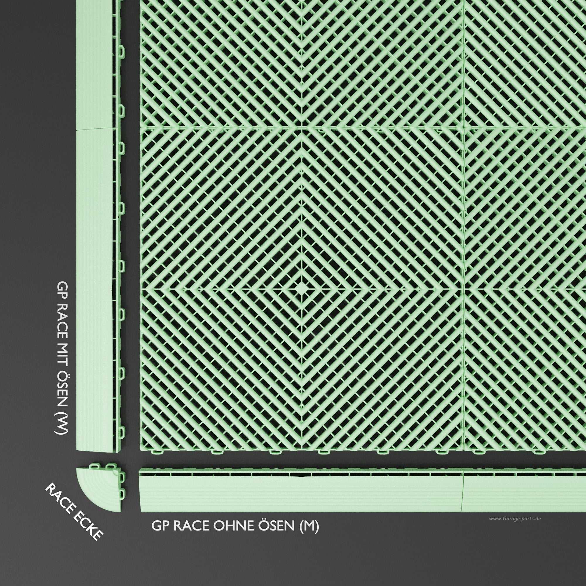 GP FLOOR PACE Ecke Hellgrün - 4x Eckstücke Erleichtert das befahren. - Garage Parts