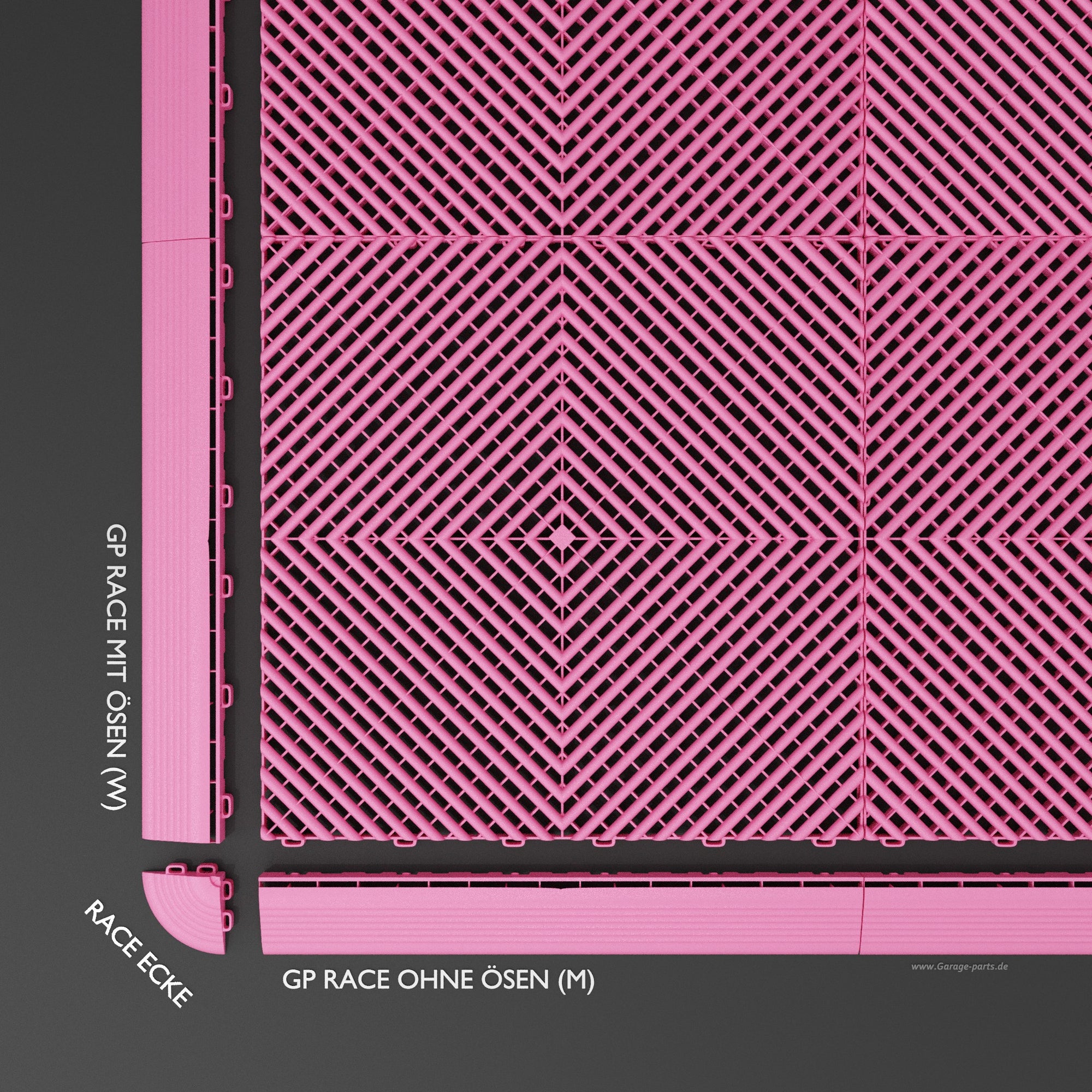 GP FLOOR PACE Ecke Pink - 4x Eckstücke Erleichtert das befahren. - Garage Parts