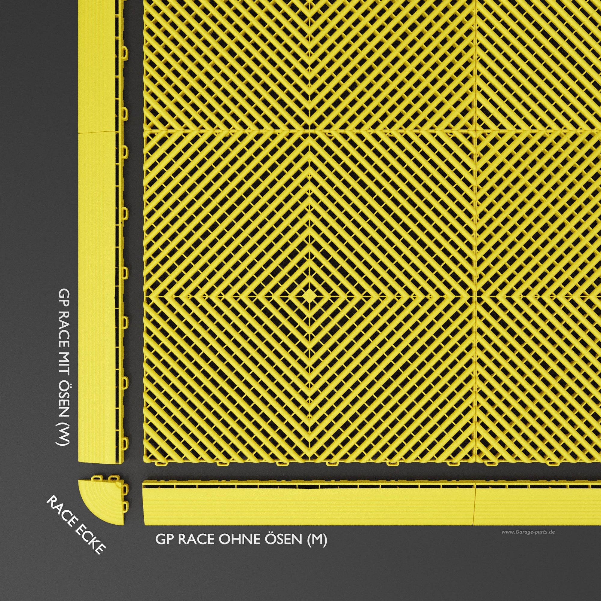 GP FLOOR PACE Rand Gelb - 4x Seitenteile Erleichtert das befahren. - Garage Parts