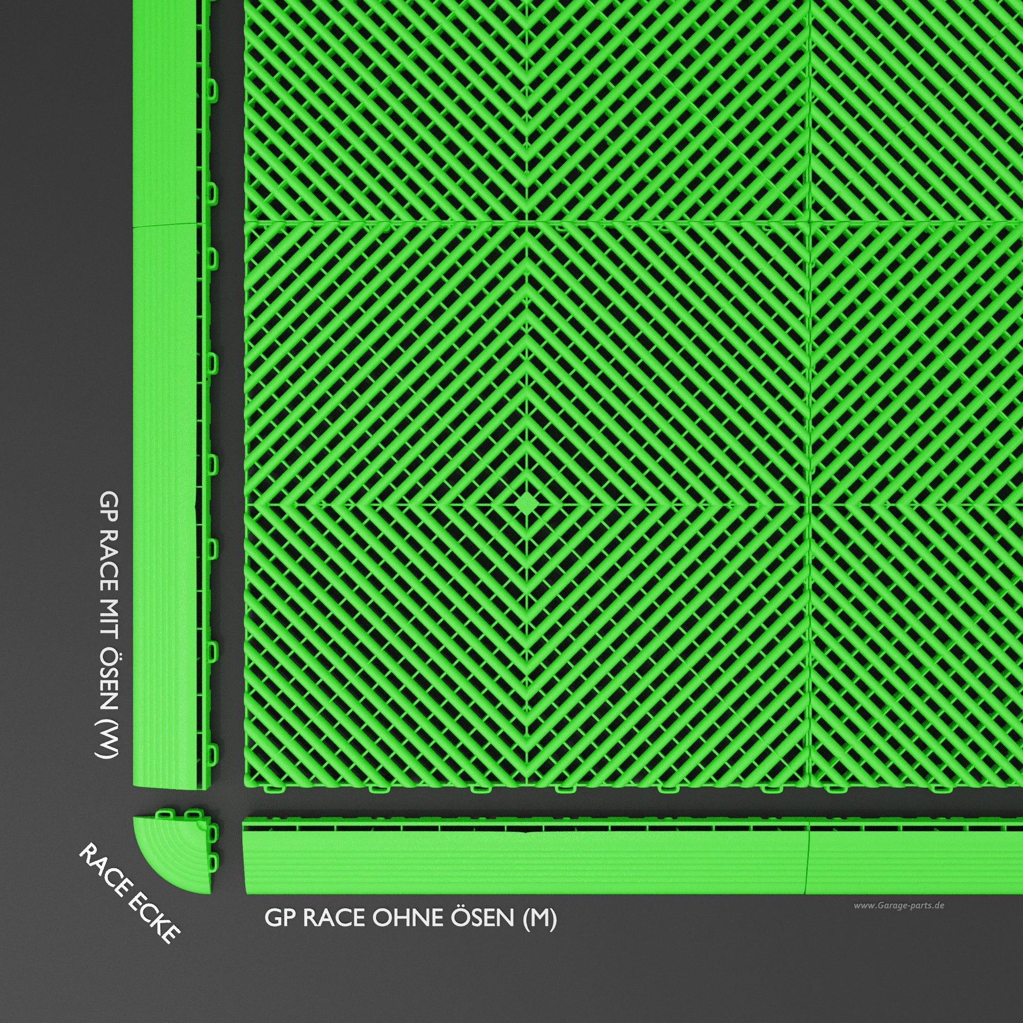 GP FLOOR PACE Ecke Grün - 4x Eckstücke Erleichtert das befahren. - Garage Parts