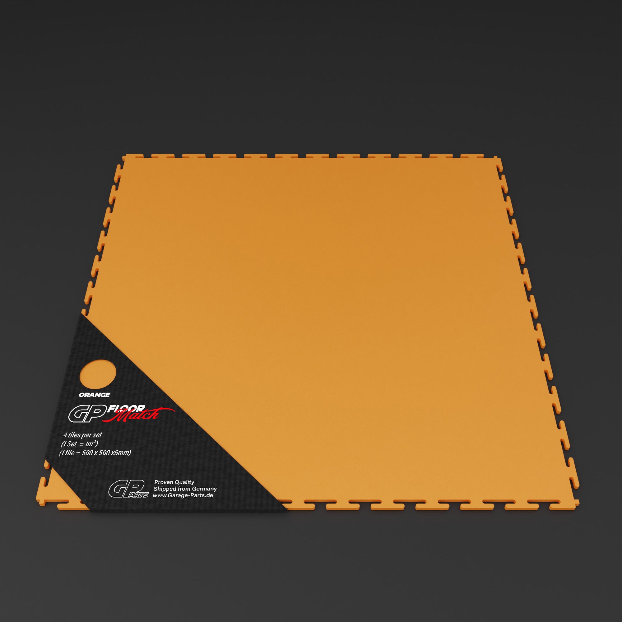 GP FLOOR MATCH #1 Orange - 4x PVC-Klickfliesen extrem Robuster Boden - Garage Parts