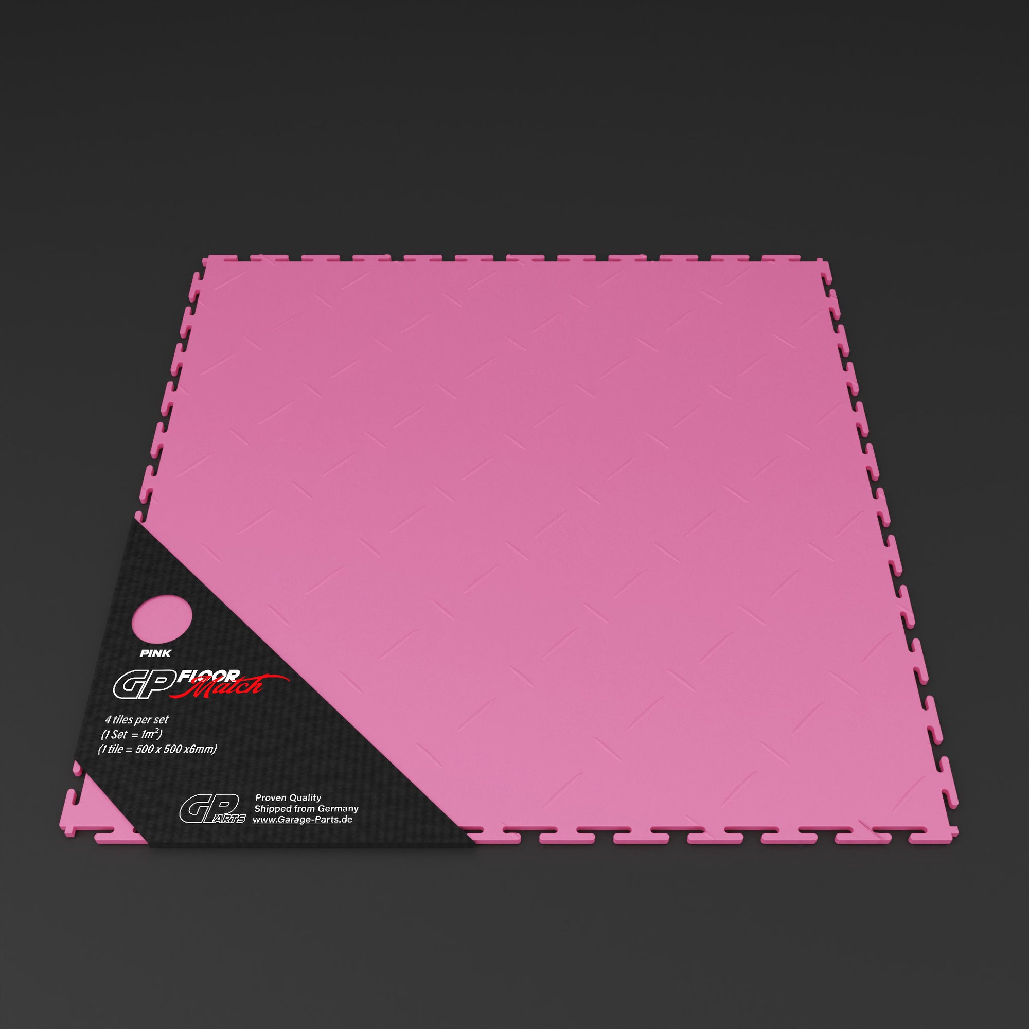 GP FLOOR MATCH #2 Pink - 4x PVC-Klickfliesen extrem Robuster Boden - Garage Parts