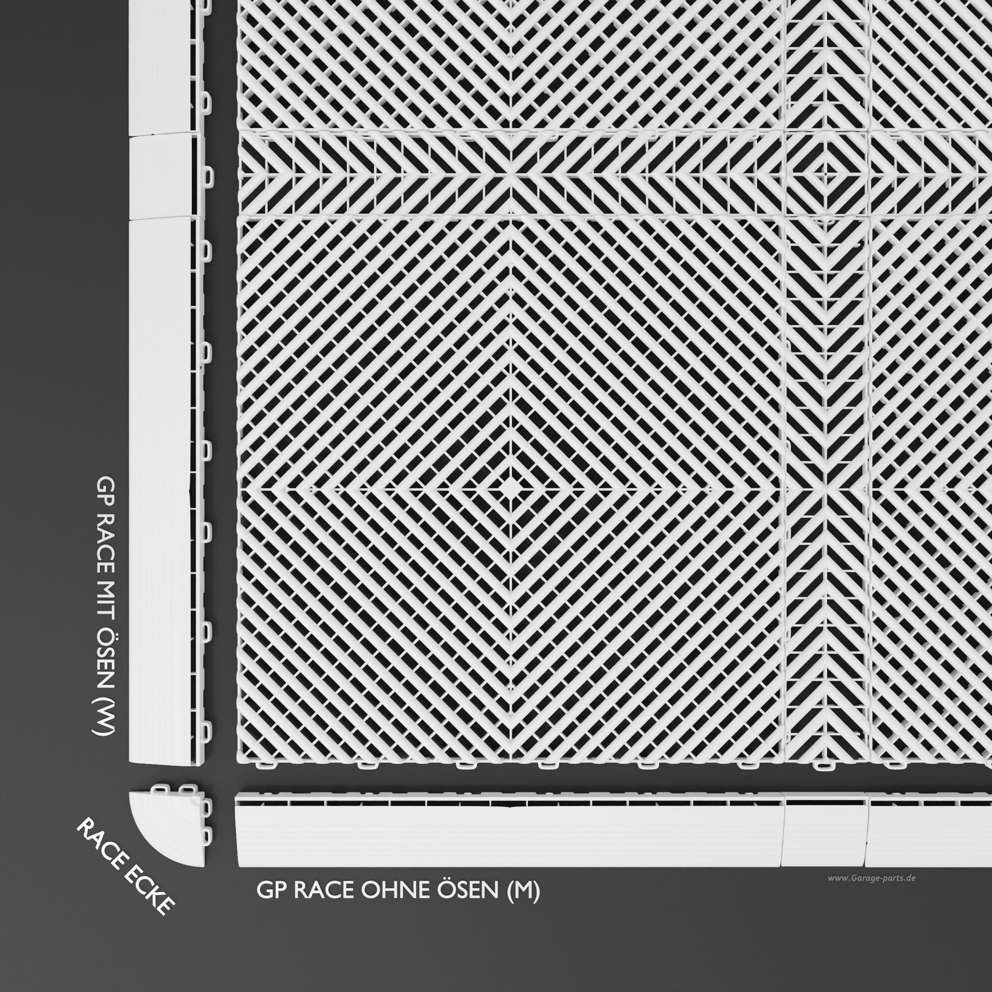 GP FLOOR PACE Leiste Weiß - 4x Zwischenleiste - Garage Parts