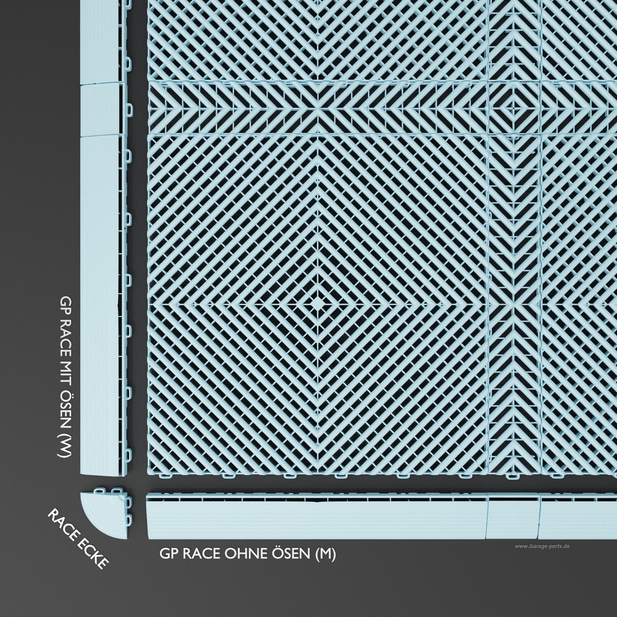 GP FLOOR PACE Leiste KREUZ Hellblau  - 2x Kreuz Zwischenleiste - Garage Parts