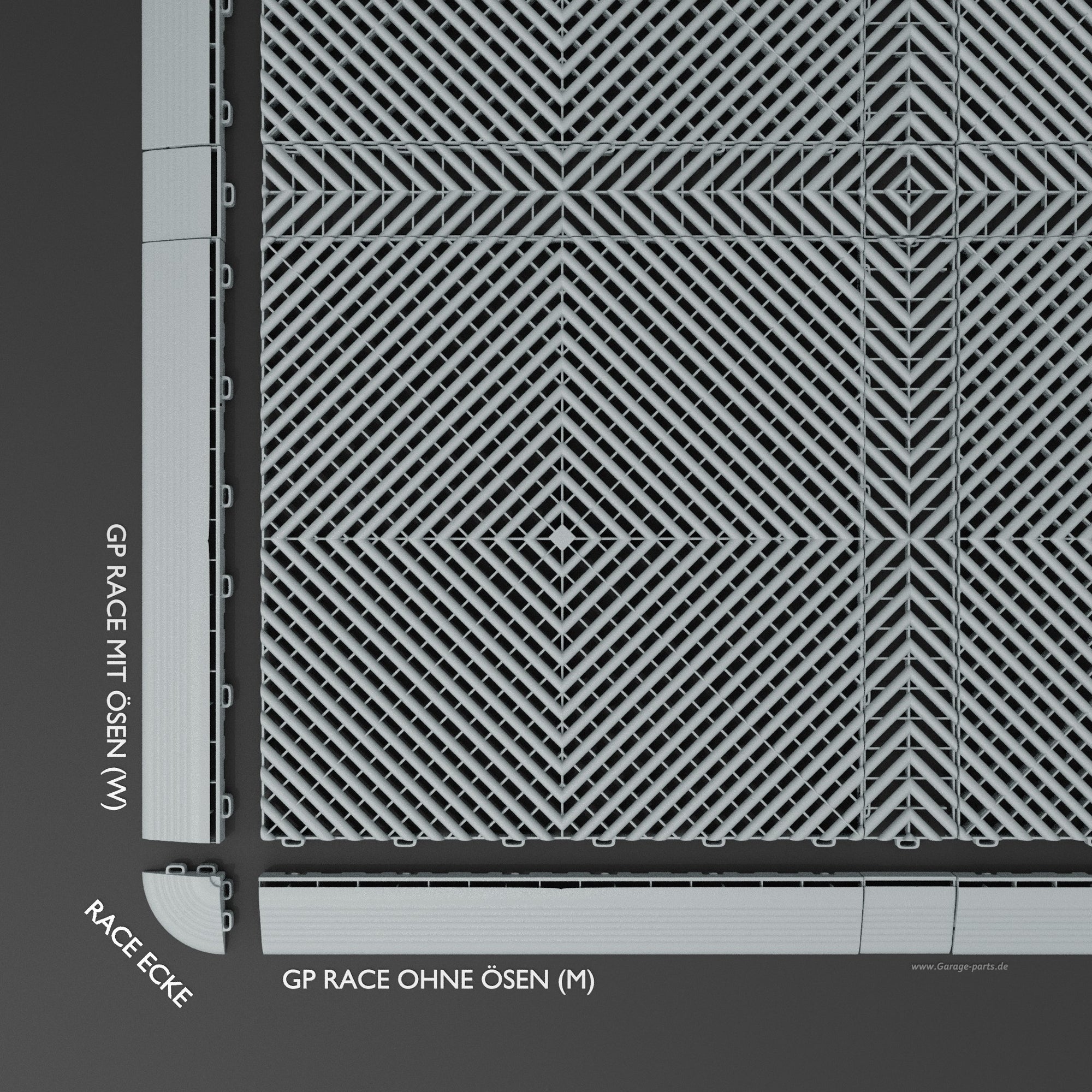 GP FLOOR PACE Leiste Hellgrau - 4x Zwischenleiste - Garage Parts