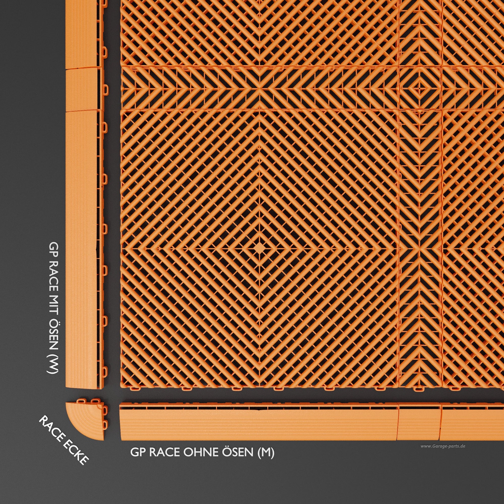 GP FLOOR PACE Leiste Orange - 4x Zwischenleiste - Garage Parts