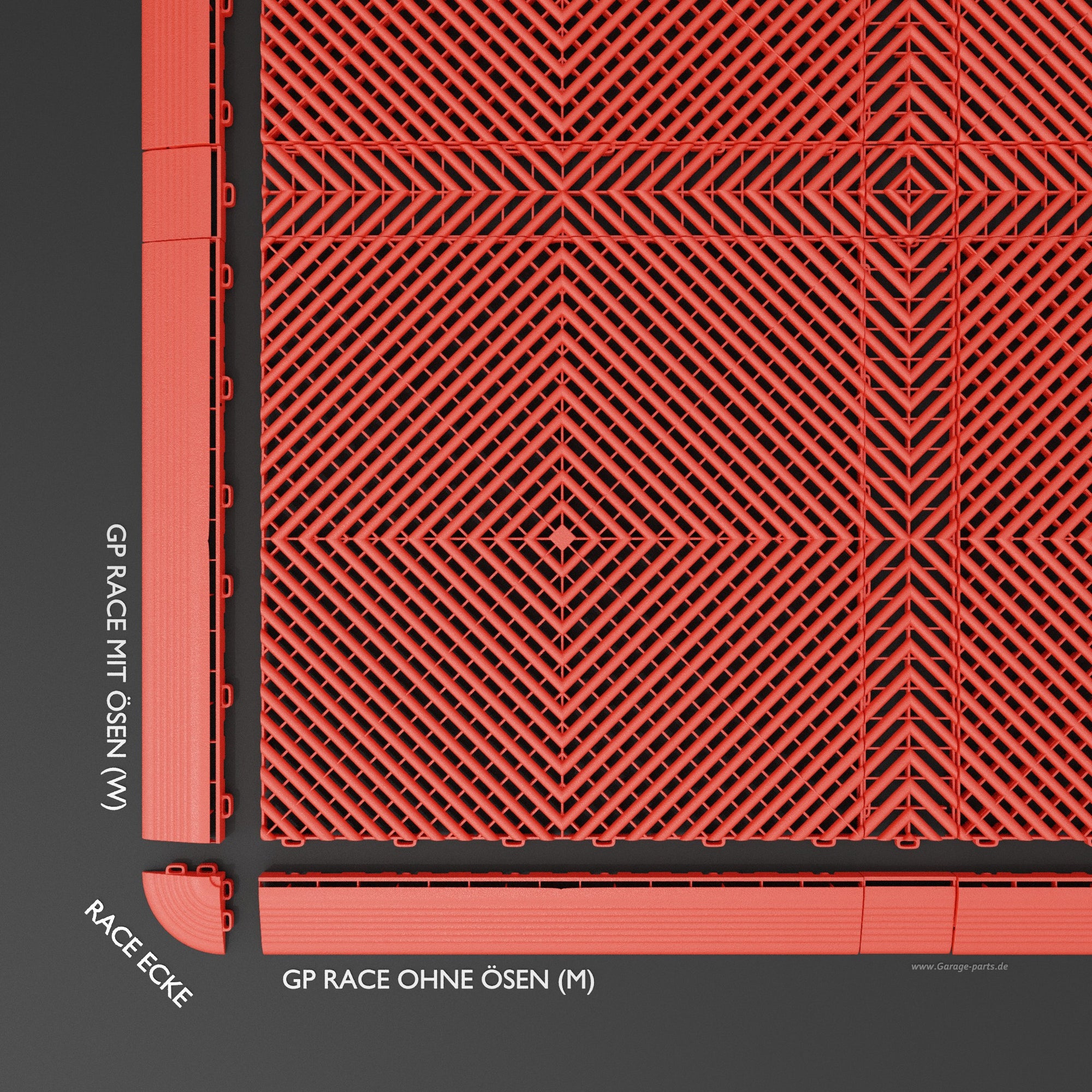 GP FLOOR PACE Leiste Rot - 4x Zwischenleiste - Garage Parts